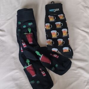 Hot Sox Black Socks with Beer and Cocktail Designs